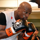 Floyd Mayweather Jr. works out with his trainer and uncle, Roger Mayweather, at the Mayweather Boxing Club.
Ethan Miller/Getty Images